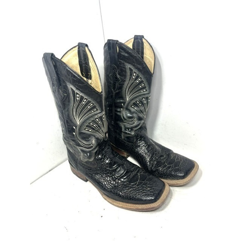 Ferrini Men's Western Black Square Toe Leather Boots Sz 8.5 D